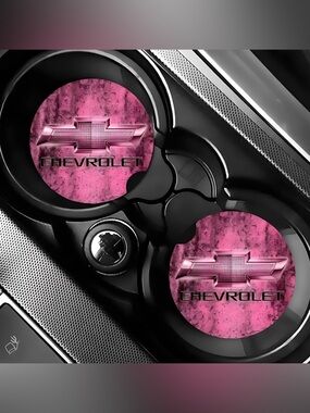 Pink Chevrolet Car Coasters Absorbent Set of (2)
